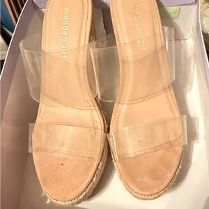 Madden Girl Nude Espadrille Sandals with Clear Straps